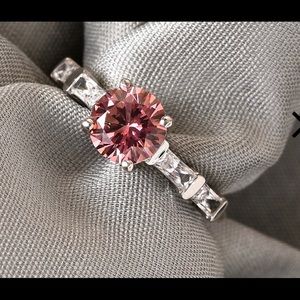 3.00 ctw  Silver Ring: Pink & White Swarovski